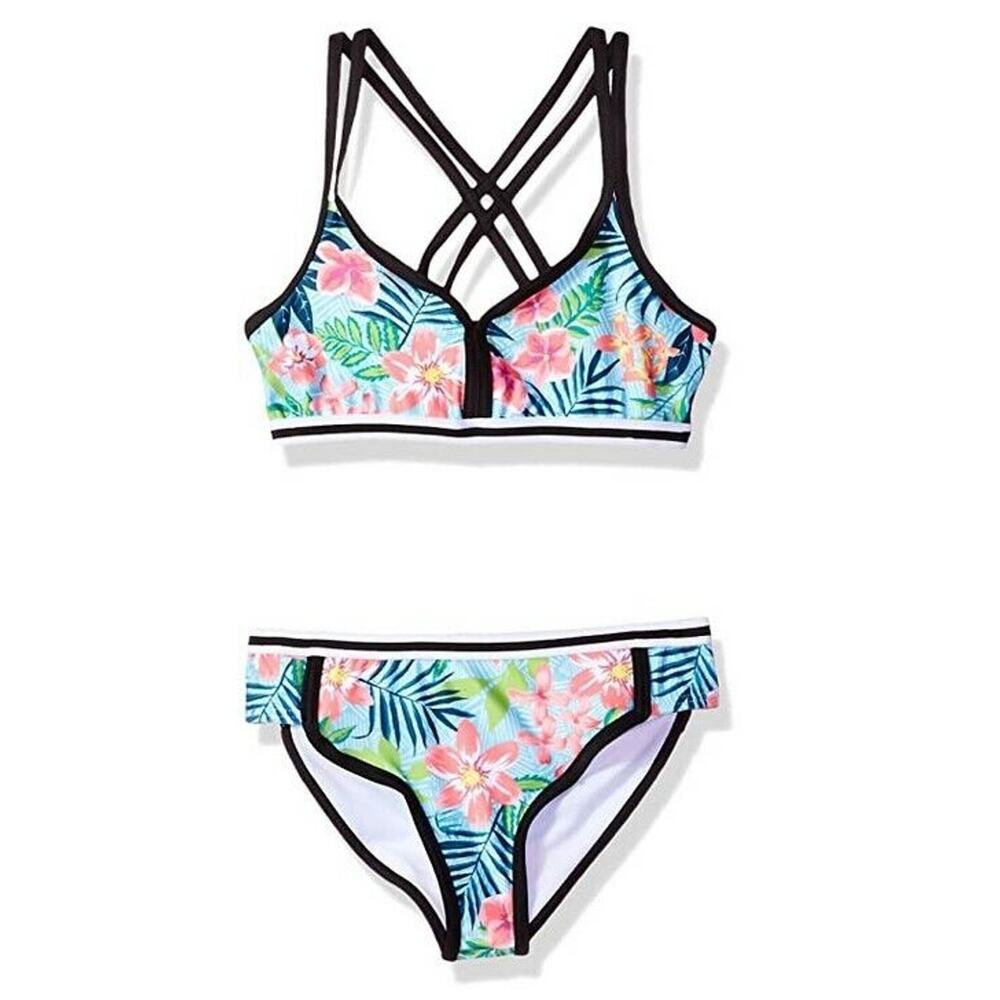 Jantzen Girls Tropicana Vibrant Print Banded Bikini Set Multicolor Size 12